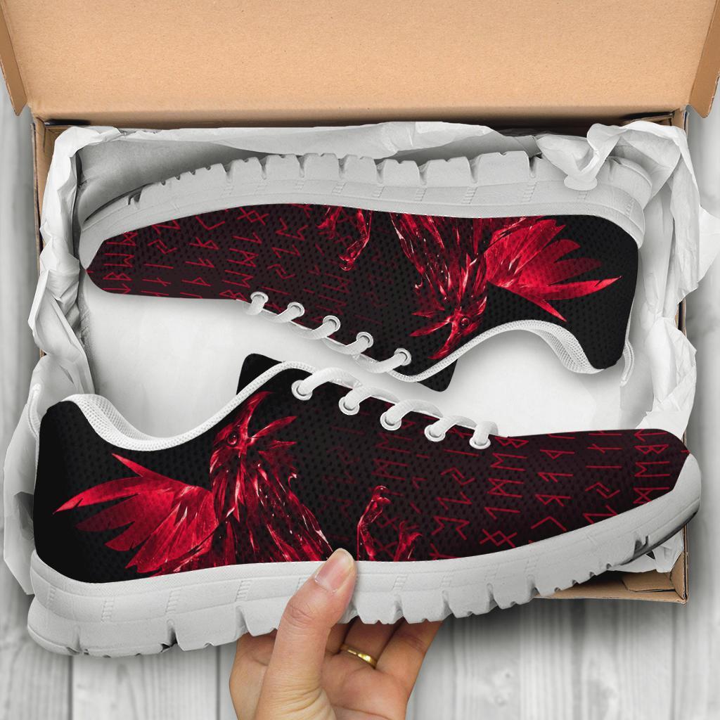 Viking Sneakers - The Raven Of Odin Rune, Red RLT12