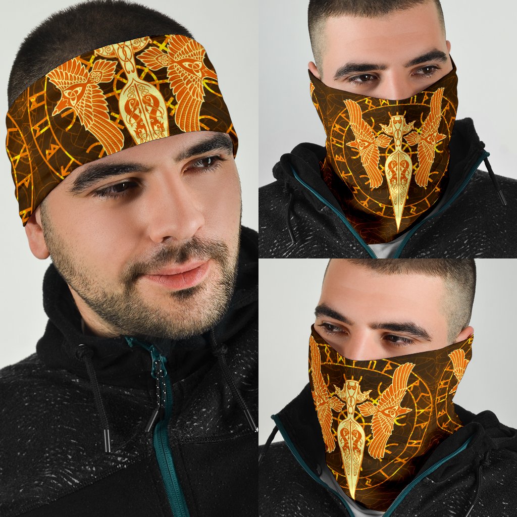 Viking Bandana 3 Pack Gold Spear Of The God Odin Gungnir and Two Gold Ravens RLT12
