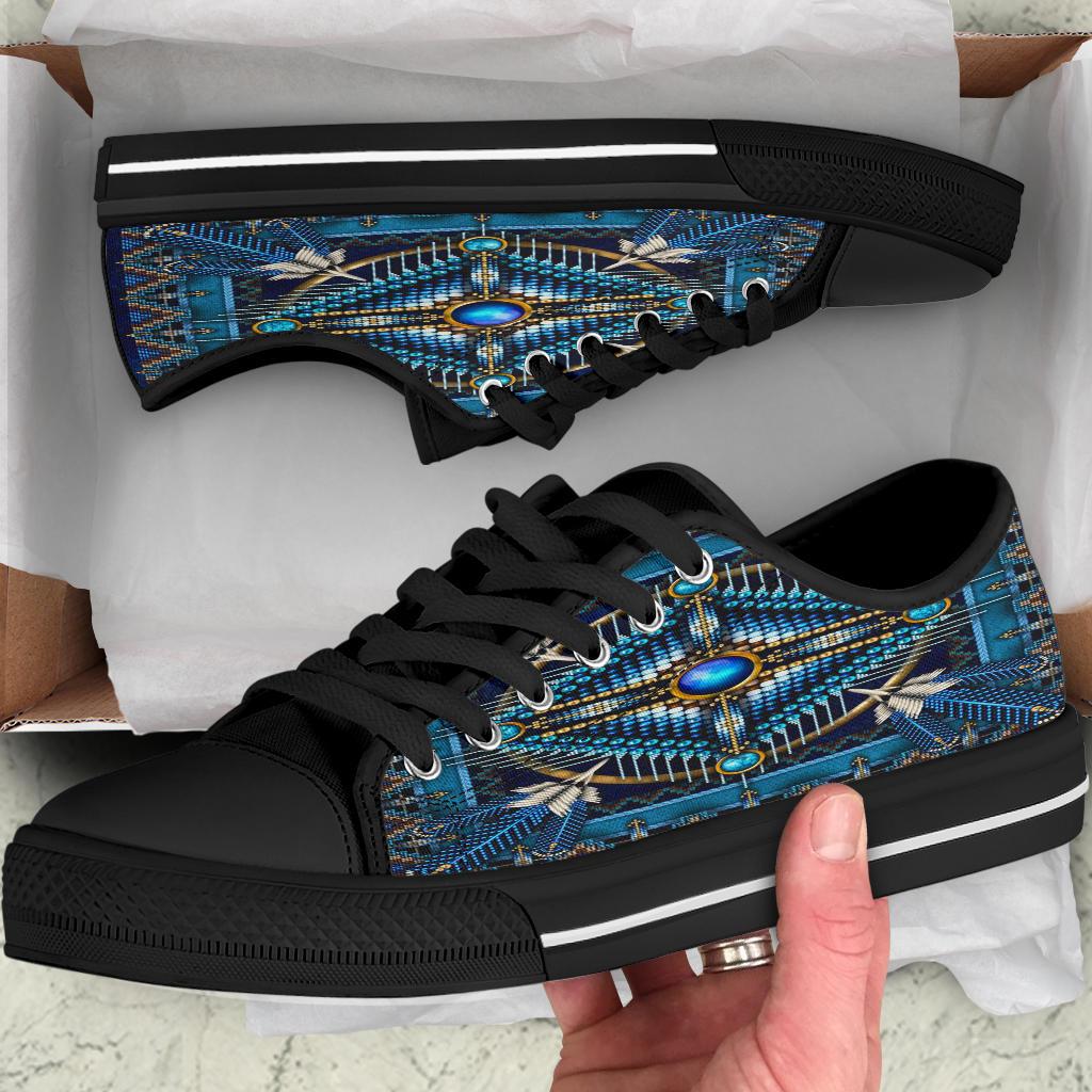 Mandala Blue Native American Design Women's Low Top Canvas Shoes LT10