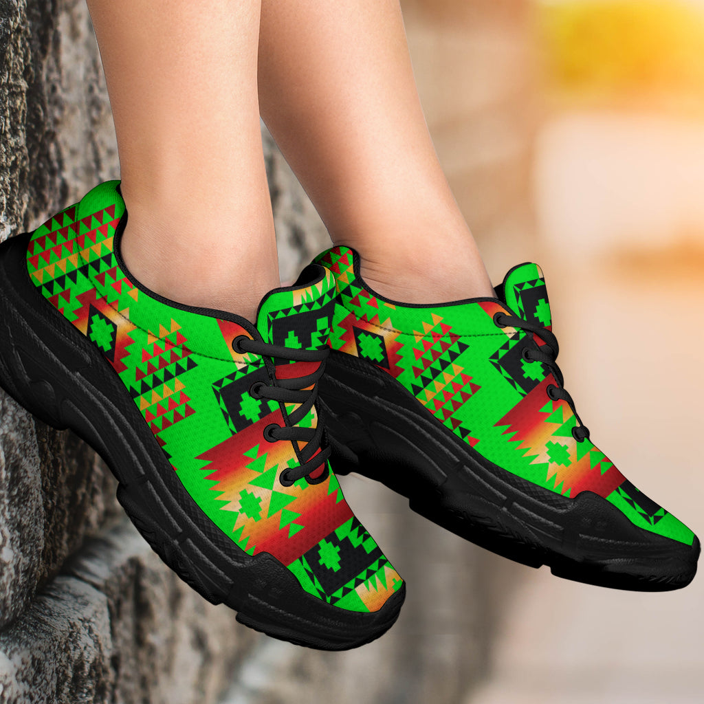 Green Neon Native Tribes Native American Chunky Sneakers LT10