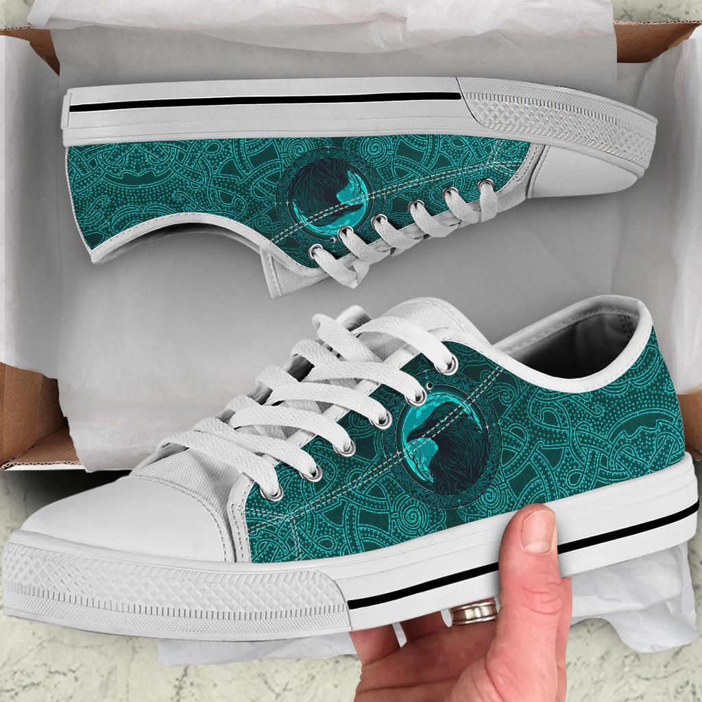 Viking Low Top Shoes, Ethnic Odin Raven Cyan RLT12