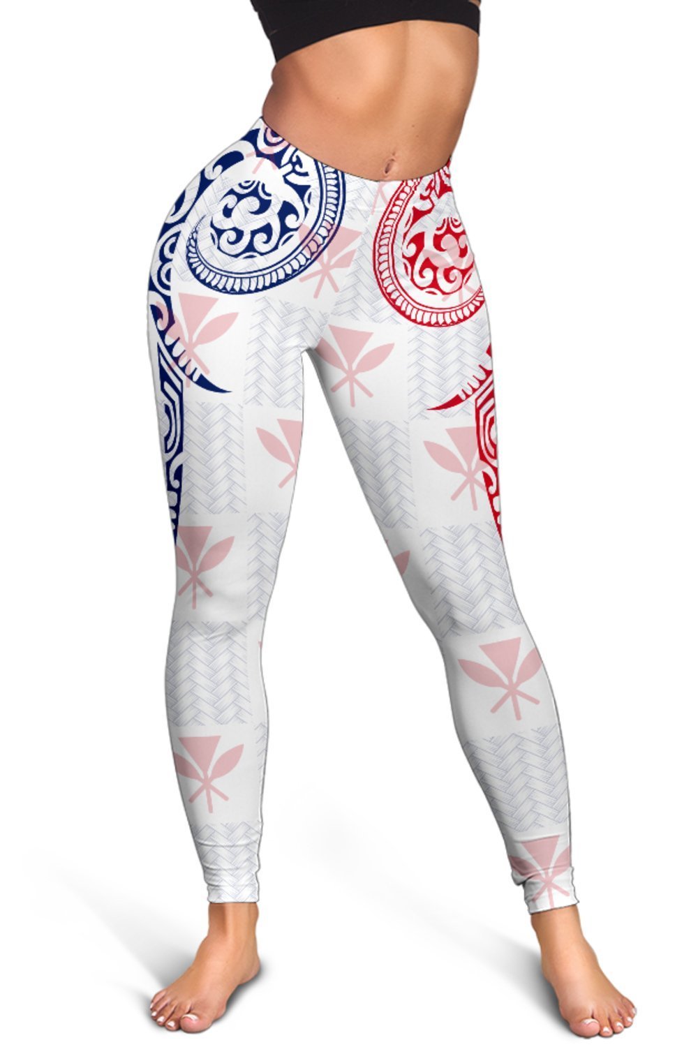 Hawaiian Kanaka Women's Leggings Flag Nation Demodern White