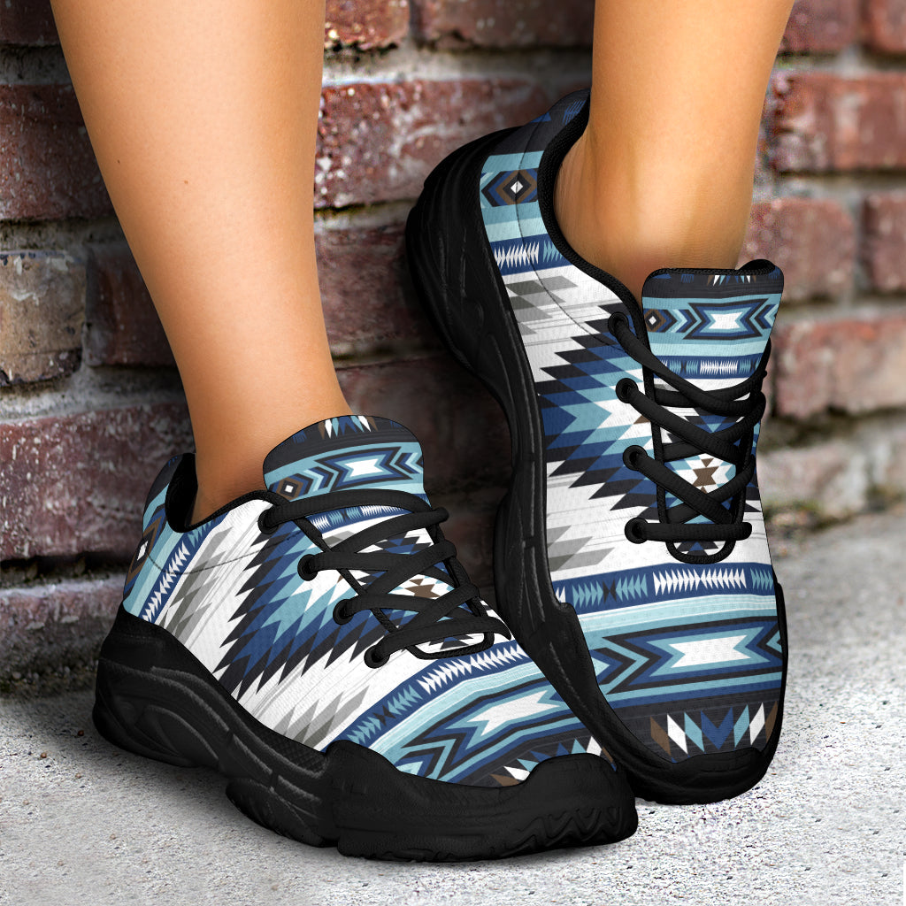 Native American Blue Colors Pattern Chunky Sneakers LT10