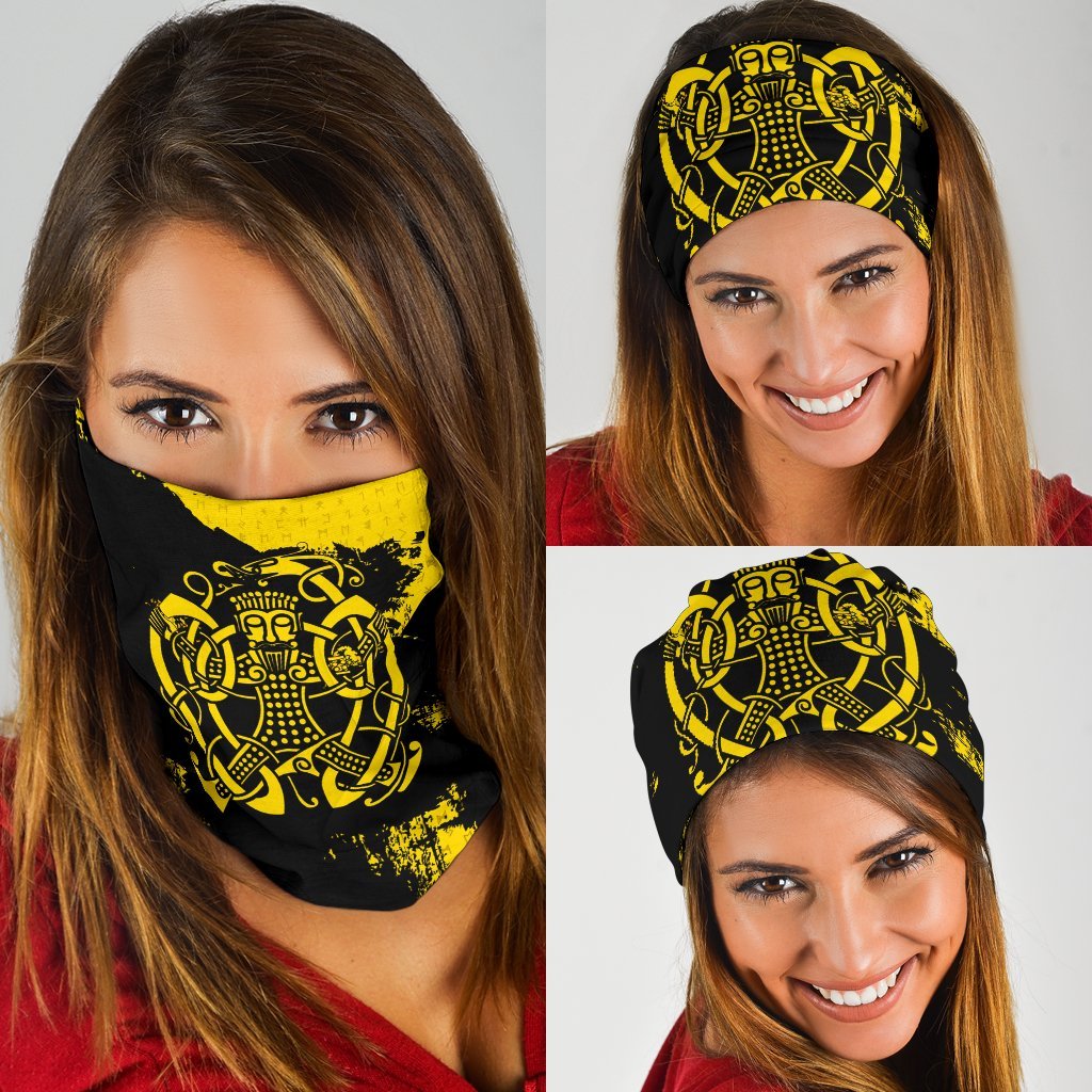 Viking Neck Gaiter 3 Pack, Loki Bound Triskele Rune Gold RLT12