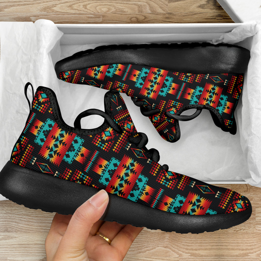 Black Native Tribes Pattern Native American Mesh Knit Sneakers LT10