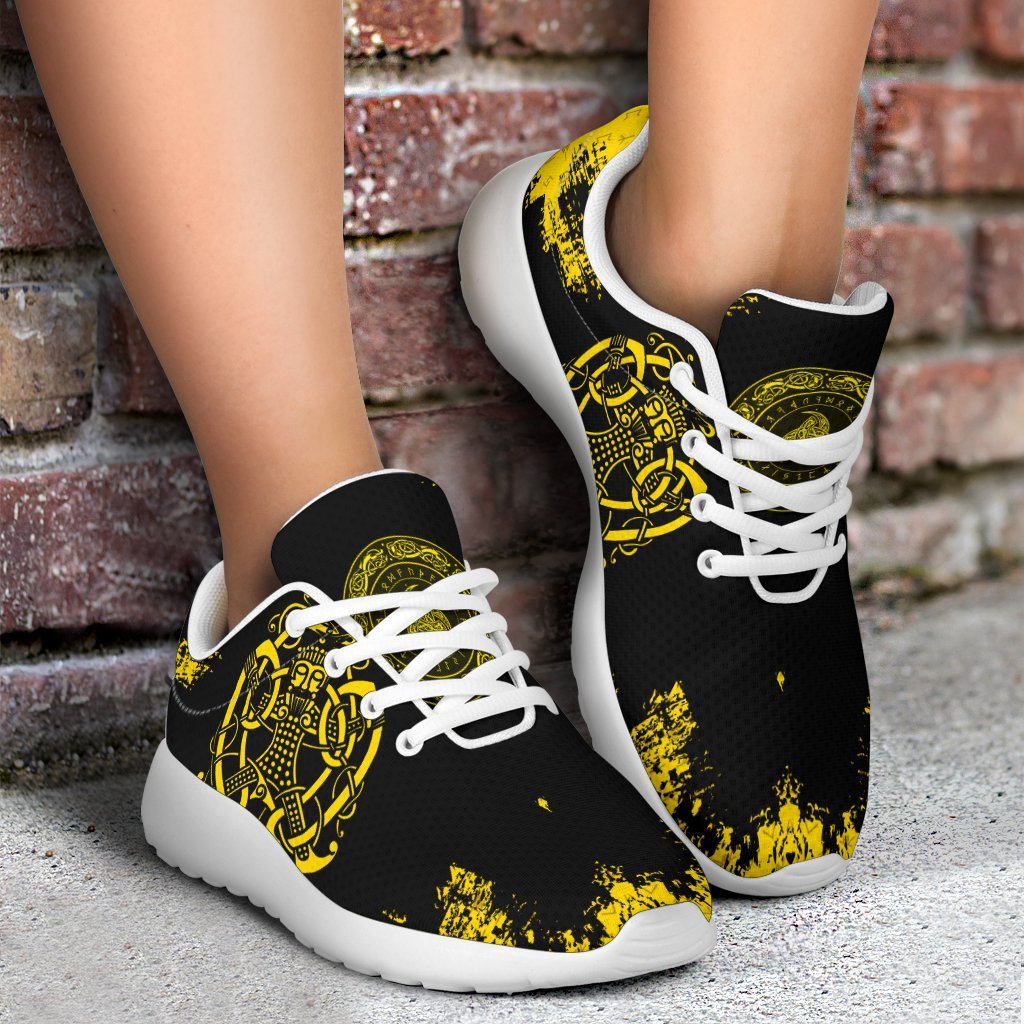 Viking Sporty Sneakers, Loki Bound Triskele Rune Gold RLT12