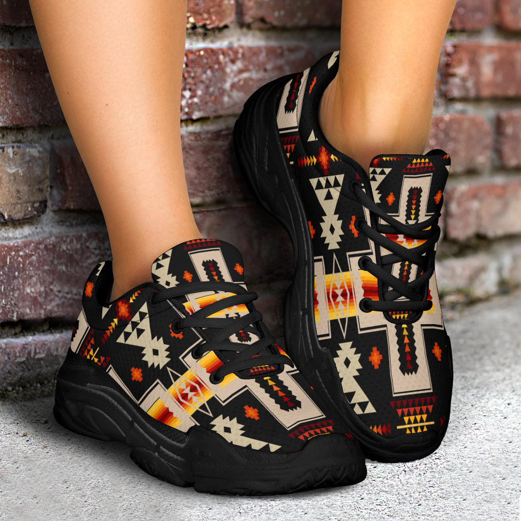 Native American Black Tribe Design Chunky Sneakers LT10