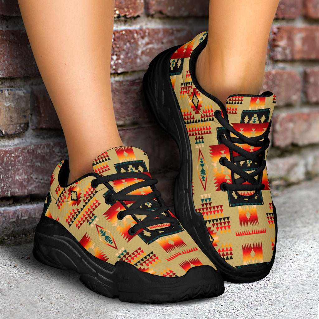 Native American Light Brown Pattern Chunky Sneakers LT10