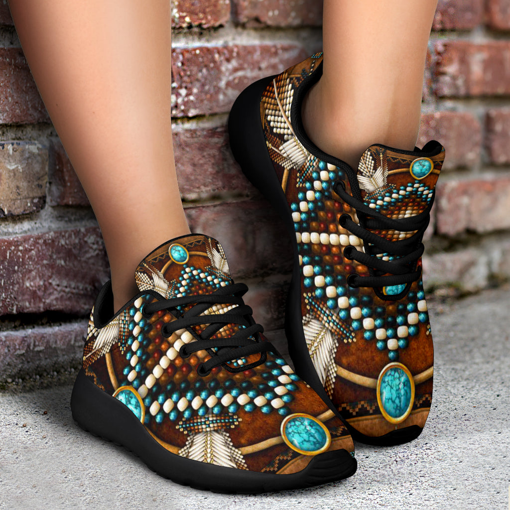 Mandala Brown Native American Sport Sneakers LT10