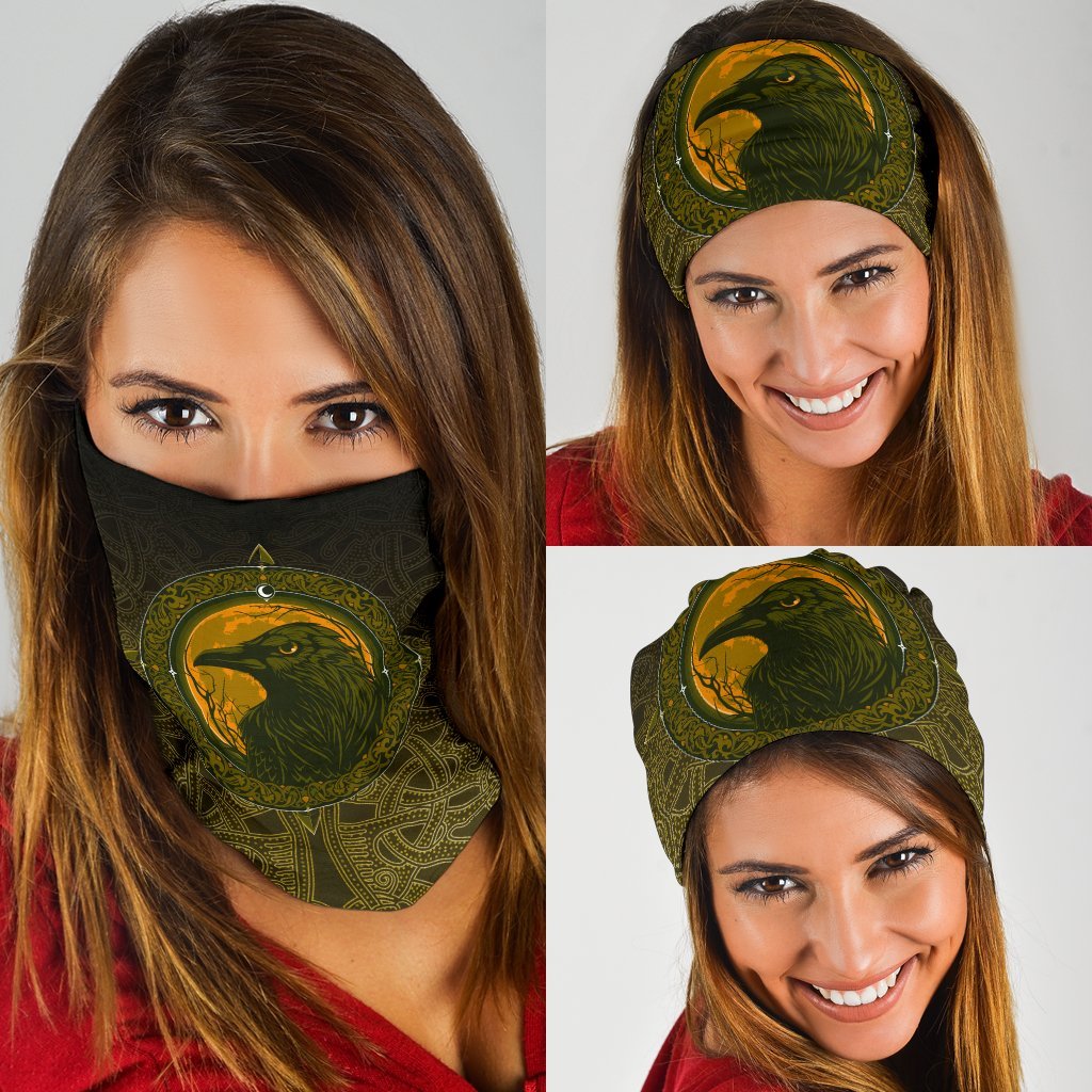 Viking Neck Gaiter 3 Pack, Ethnic Odin Raven Gold RLT12