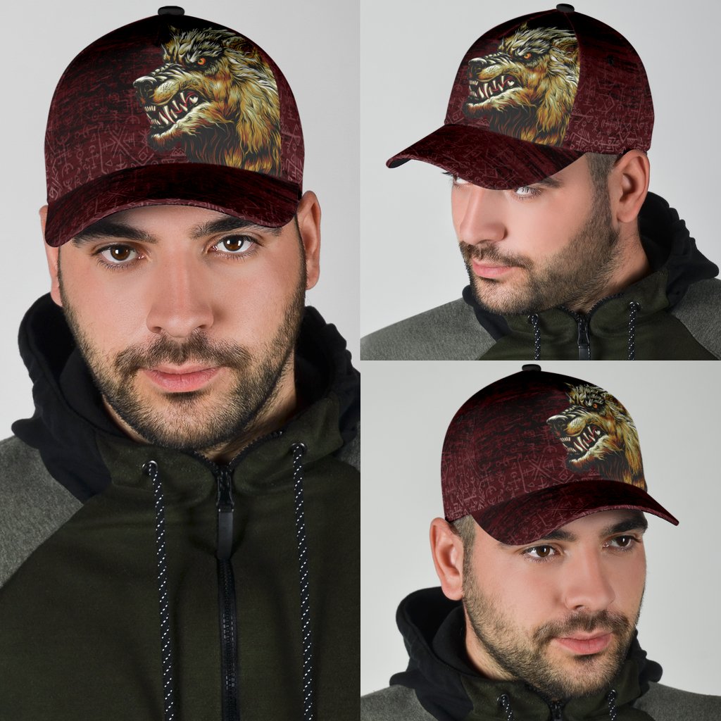 Viking Classic Cap Fenrir On The Blood Moon Background RLT12