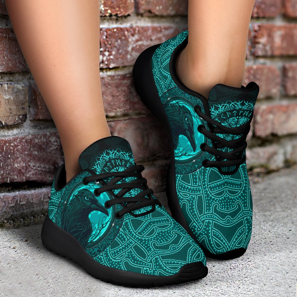 Viking Sporty Sneakers, Ethnic Odin Raven Cyan RLT12