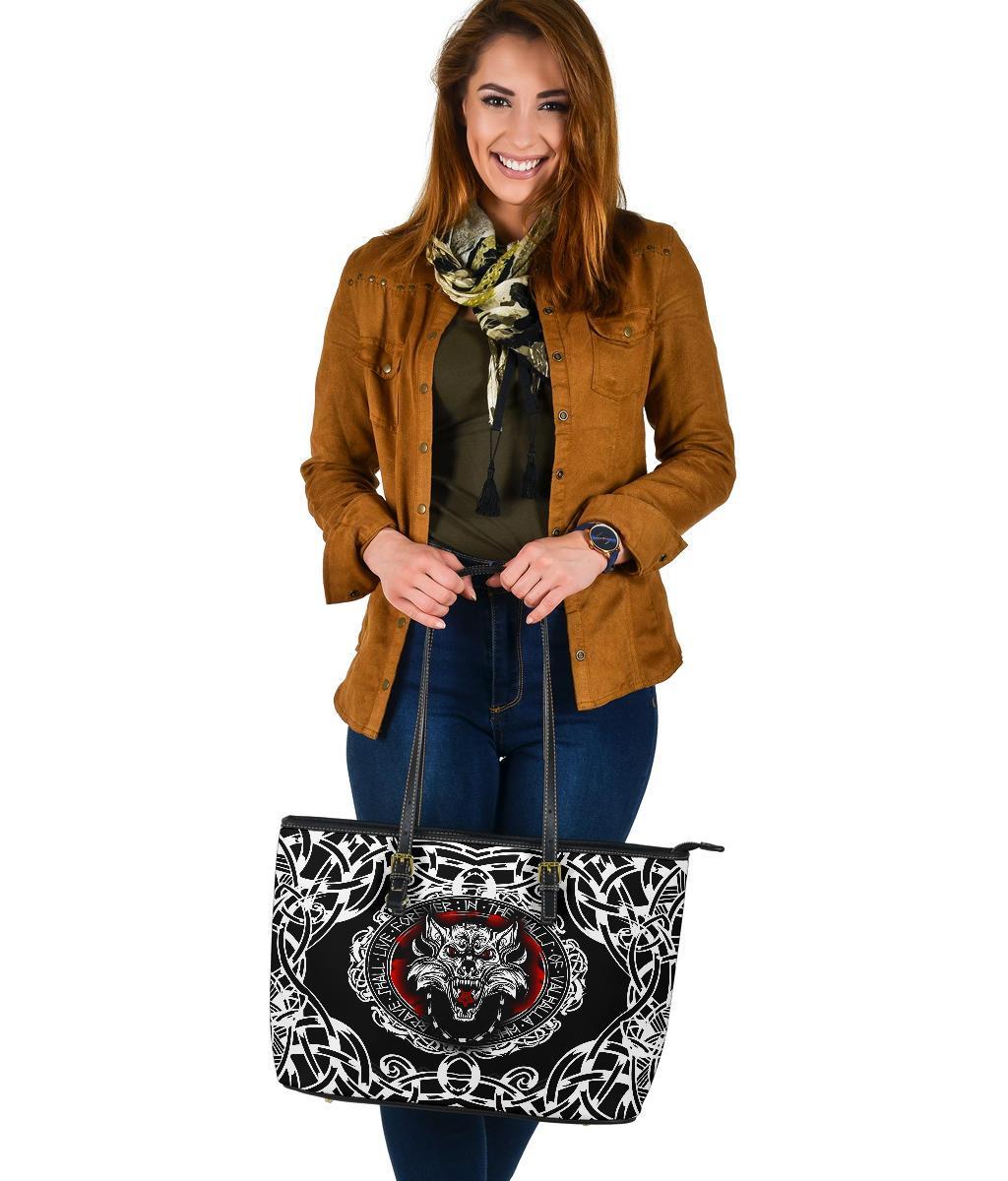 Viking Large Leather Tote, Fenrir Wolf RLT12