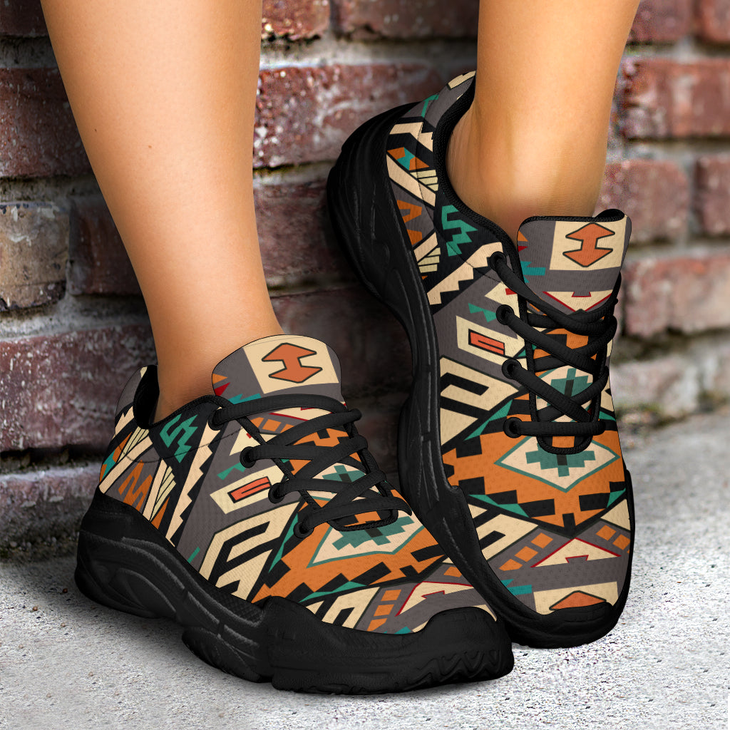 Orange Native Tribes Native American Chunky Sneakers LT10