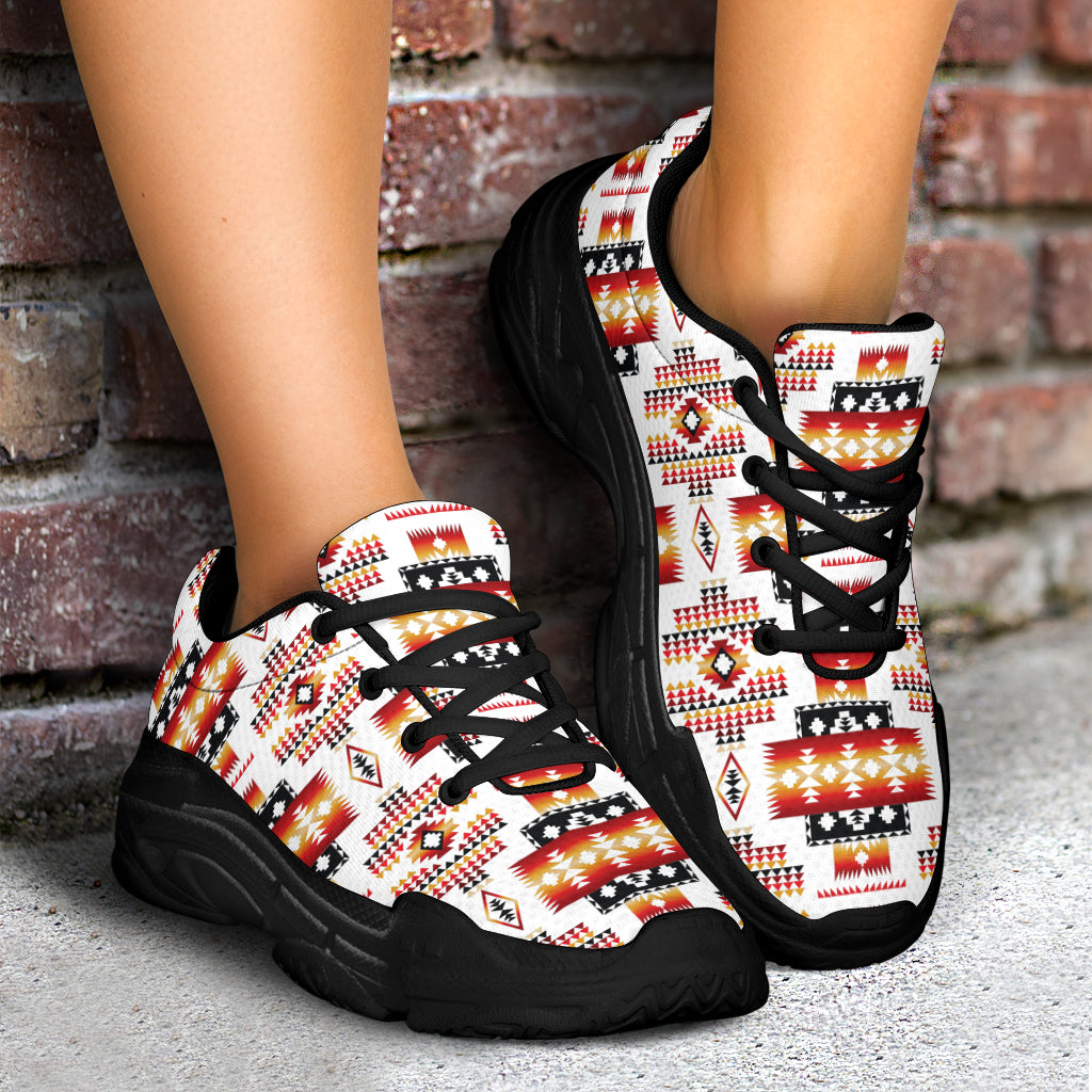White Tribes Pattern Native American Chunky Sneakers LT10