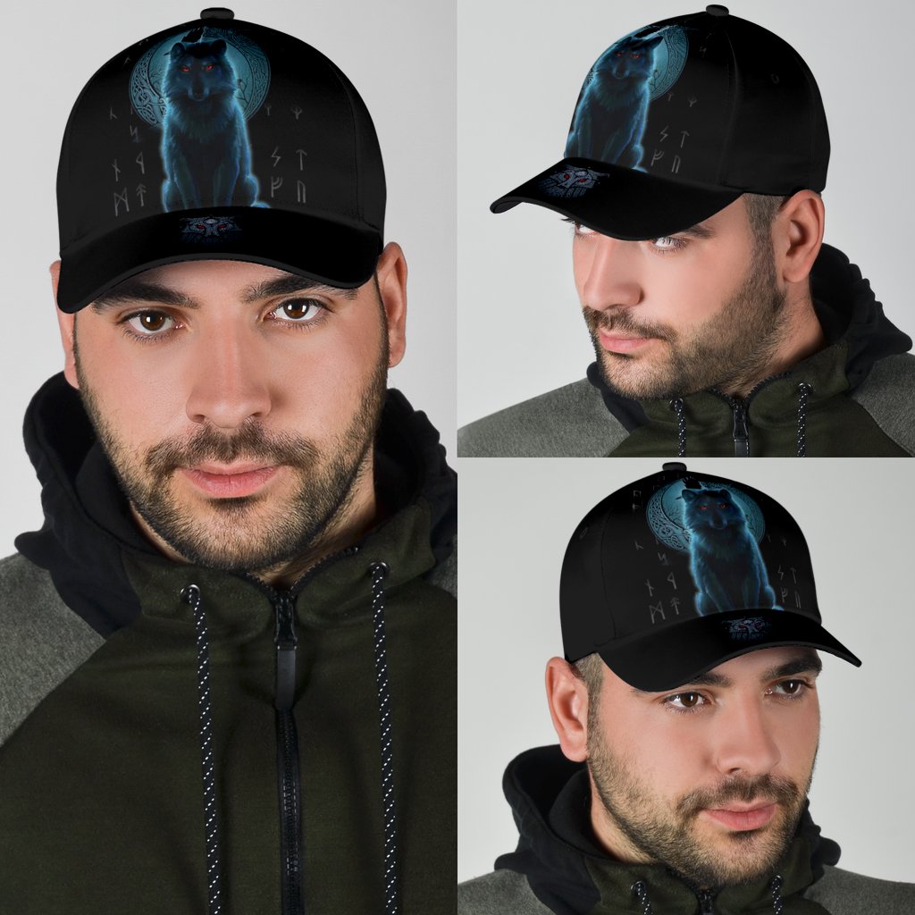 Viking Classic Cap, Fenrir Viking Wolf and Moon RLT12