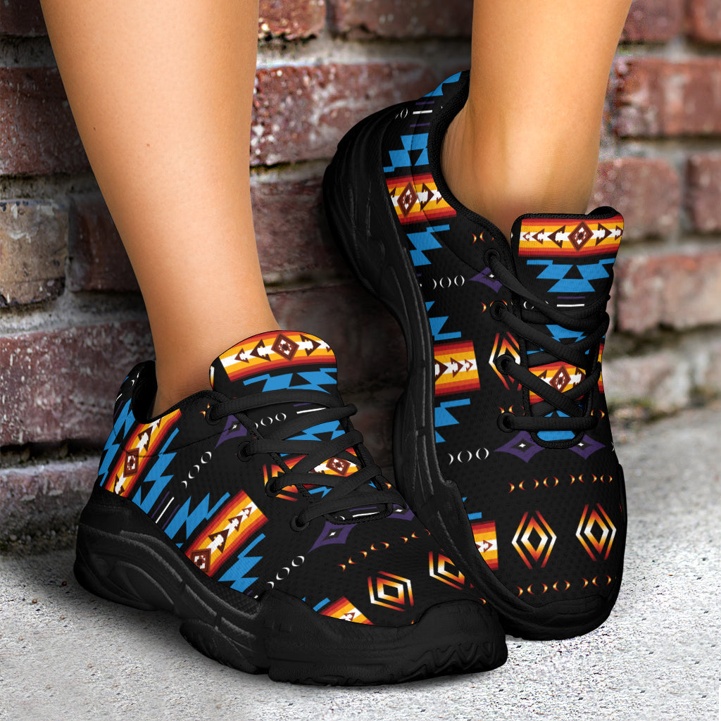Native American Blue Pattern Chunky Sneakers LT10