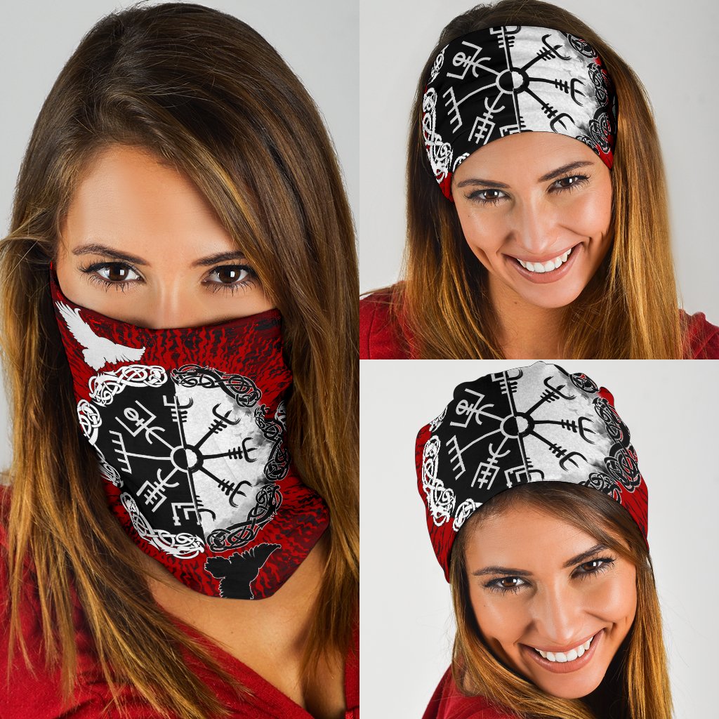 Viking Bandana 3 Pack Raven Of Odin and Symbol Viking On Blood Background RLT12