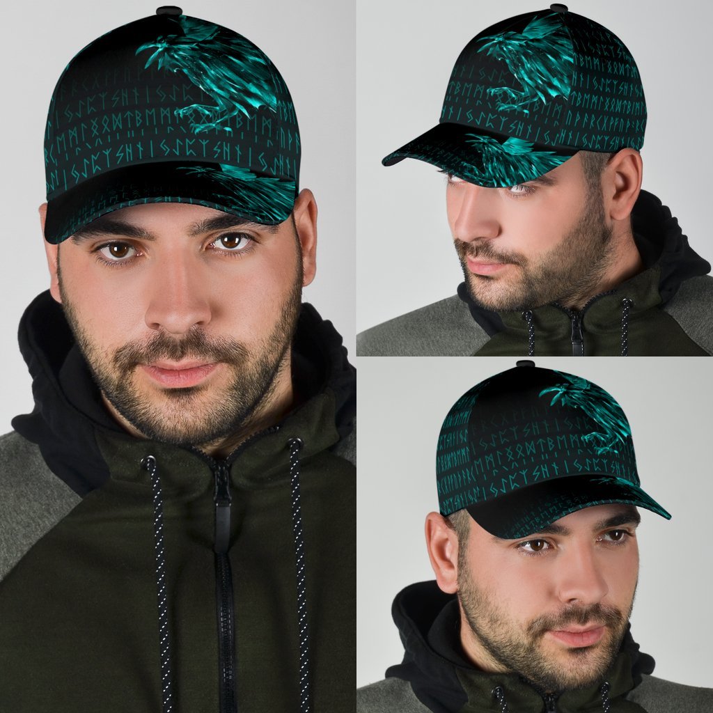 Viking Classic Cap The Raven Of Odin Rune Cyan RLT12