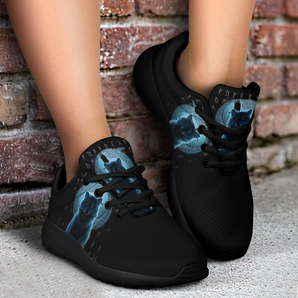 Viking Sporty Sneakers, Fenrir Viking Wolf and Moon RLT12