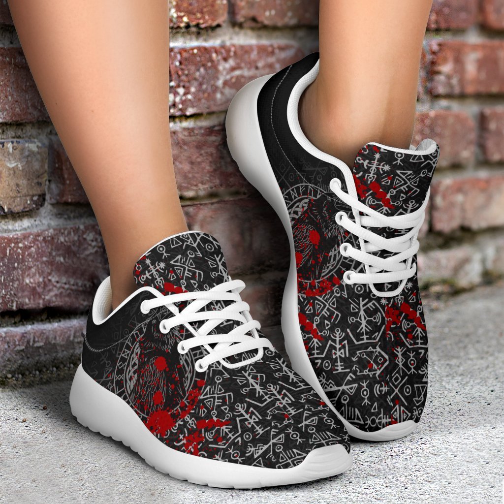 Viking Sporty Sneakers - Odin Raven Rune Futhark Blood RLT12