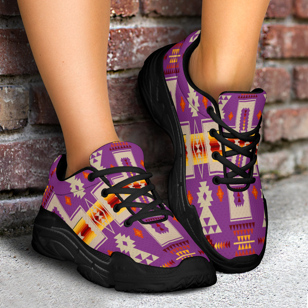 Native American Light Purple Tribe Design Chunky Sneakers LT10