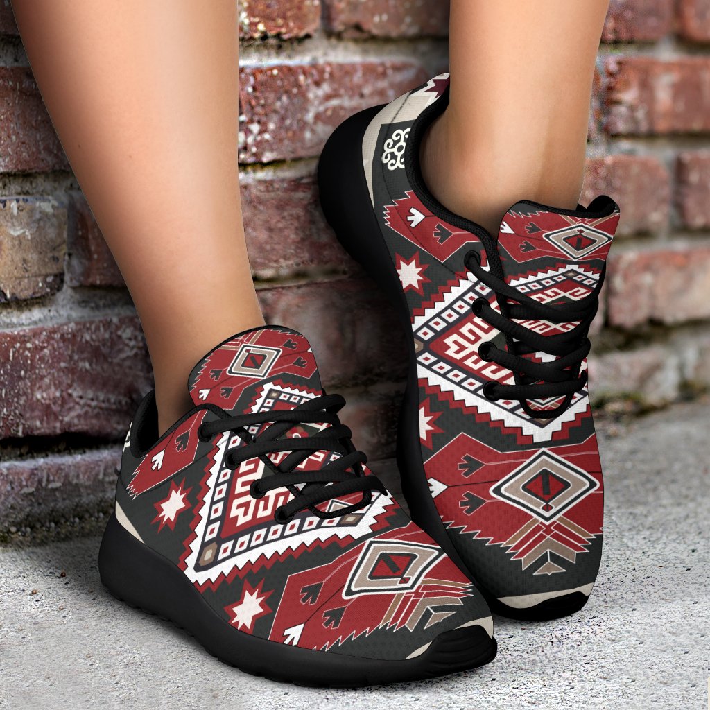 Ethnic Tribal Red Brown Pattern Native American Sport Sneakers LT10