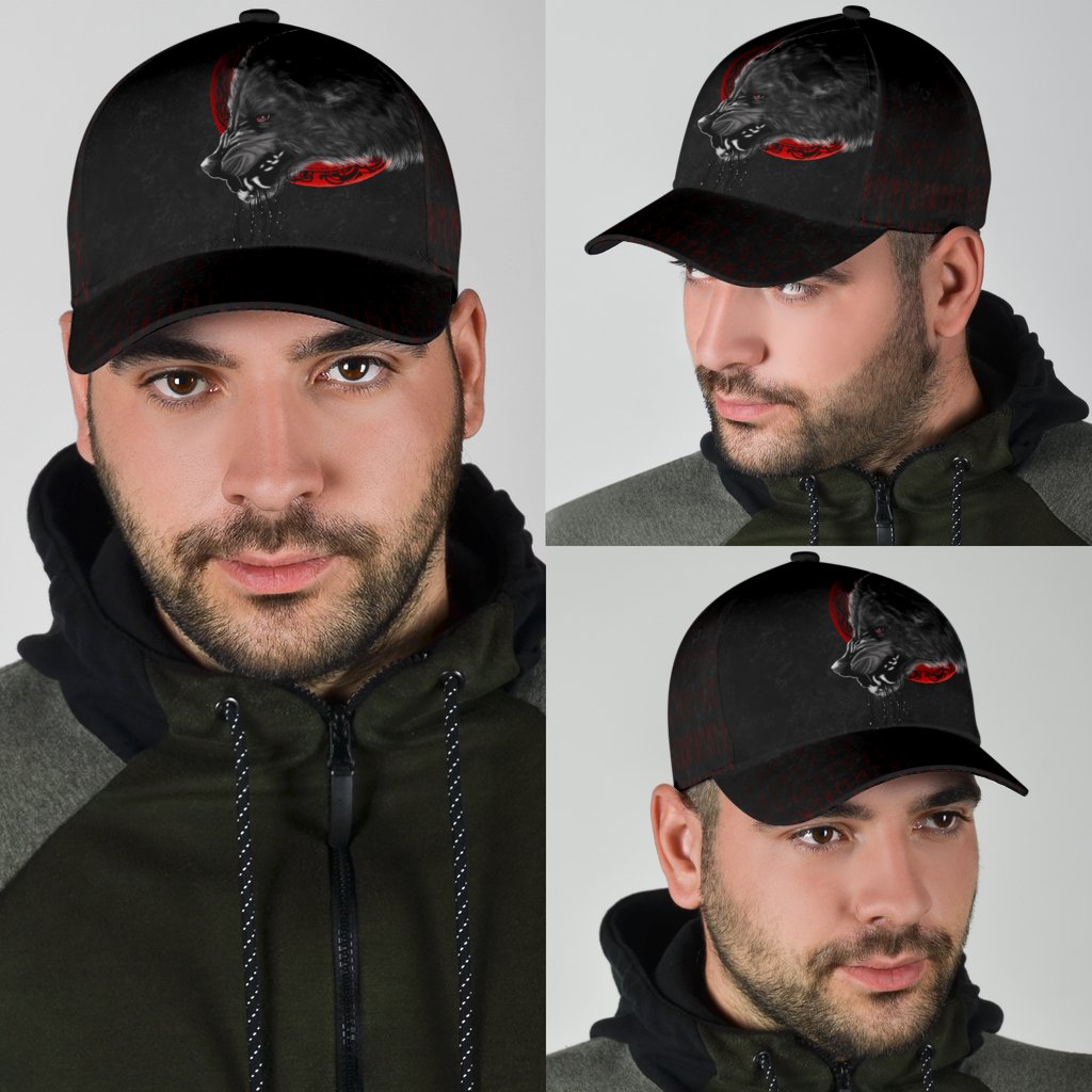 Viking Classic Cap Wolf and Blood Moon RLT12