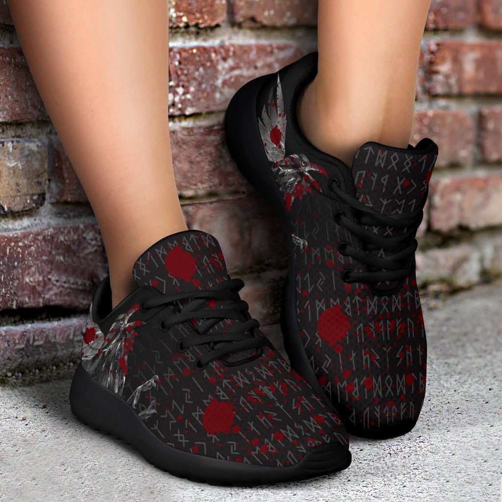 Viking Sporty Sneakers - Odin Huginn and Muninn Rune Blood RLT12