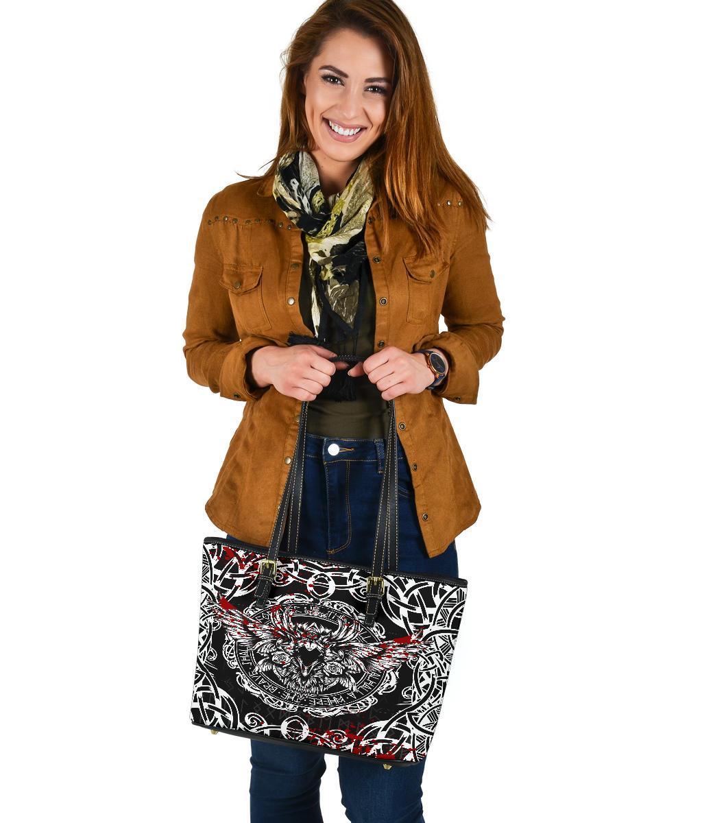 Viking Small Leather Tote, Raven Blood RLT12