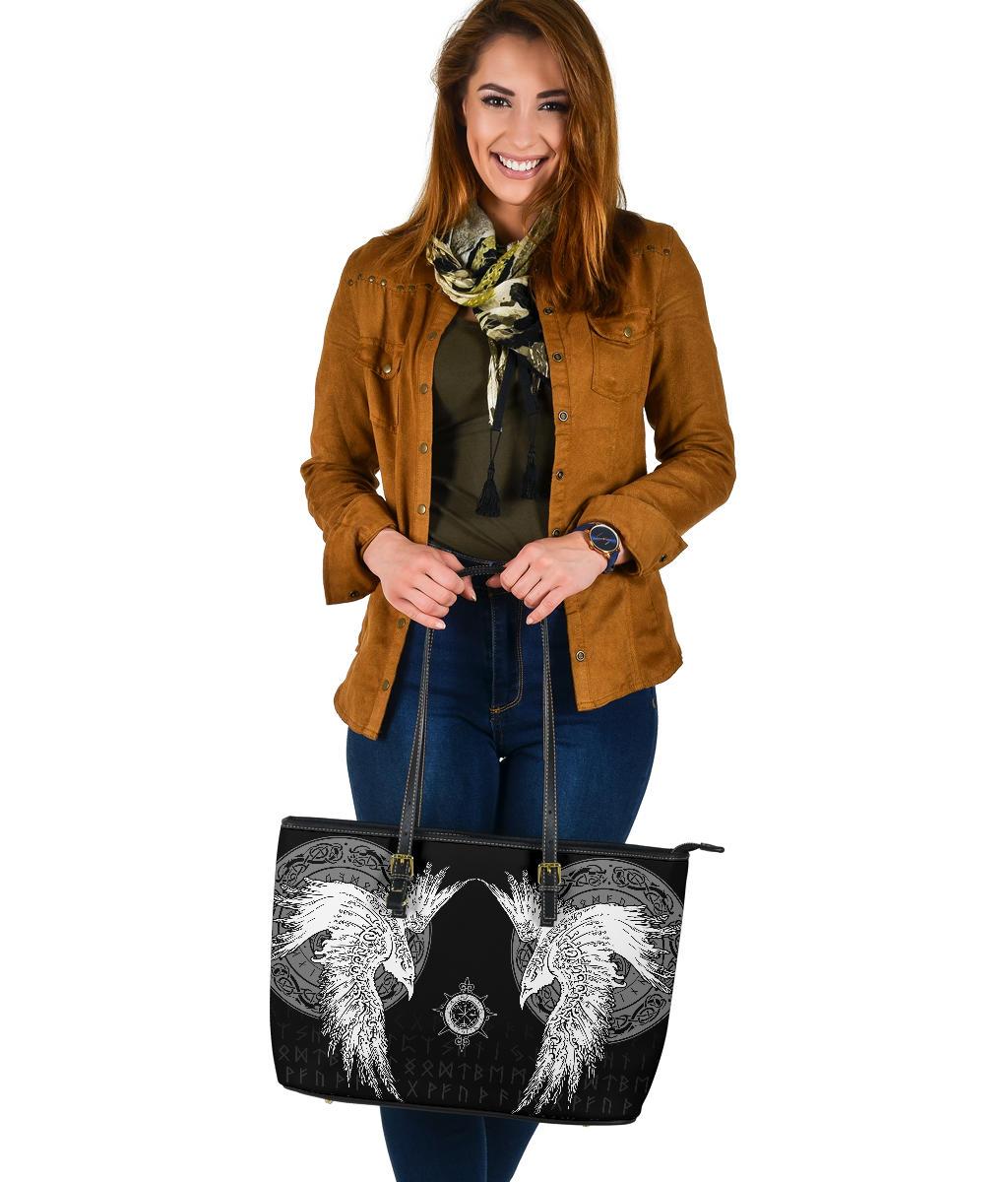 Viking Large Leather Tote Mystical Raven Tattoo Special RLT12