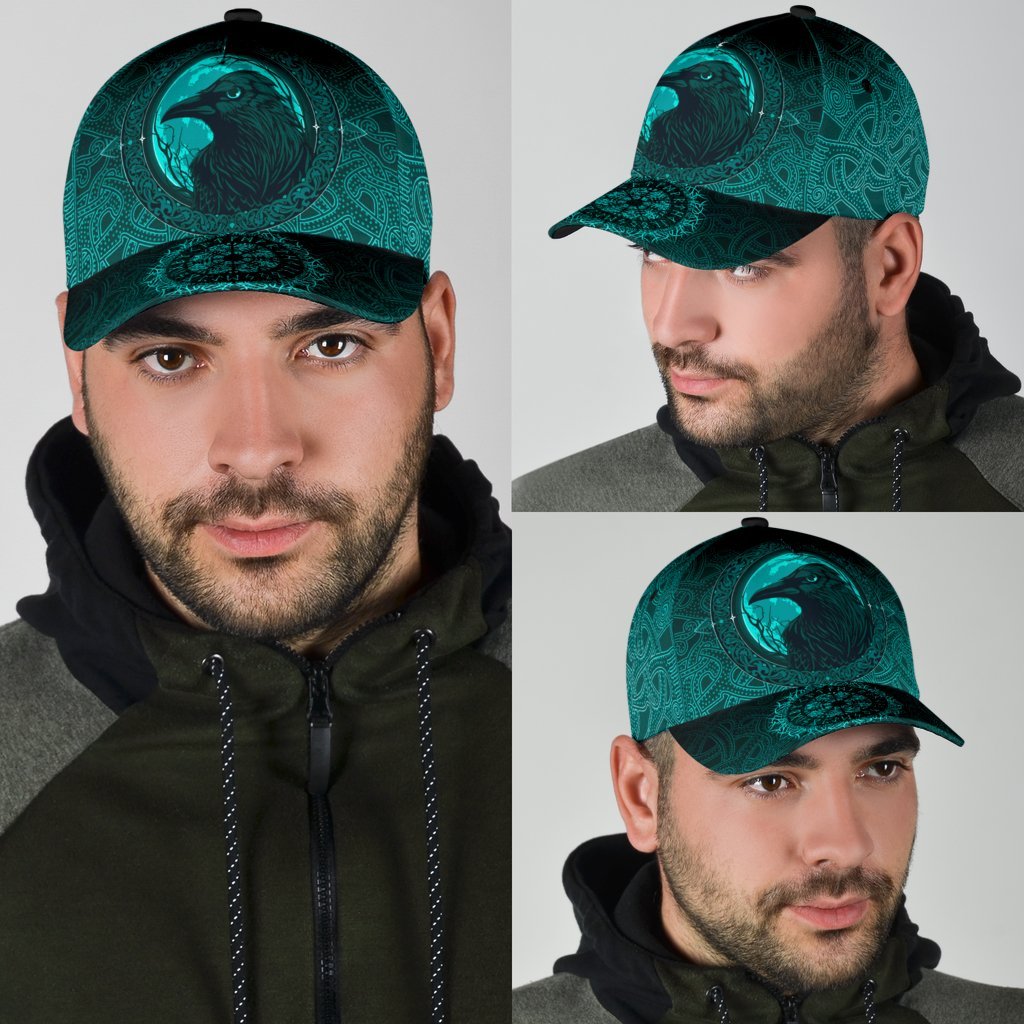 Viking Classic Cap, Ethnic Odin Raven Cyan RLT12