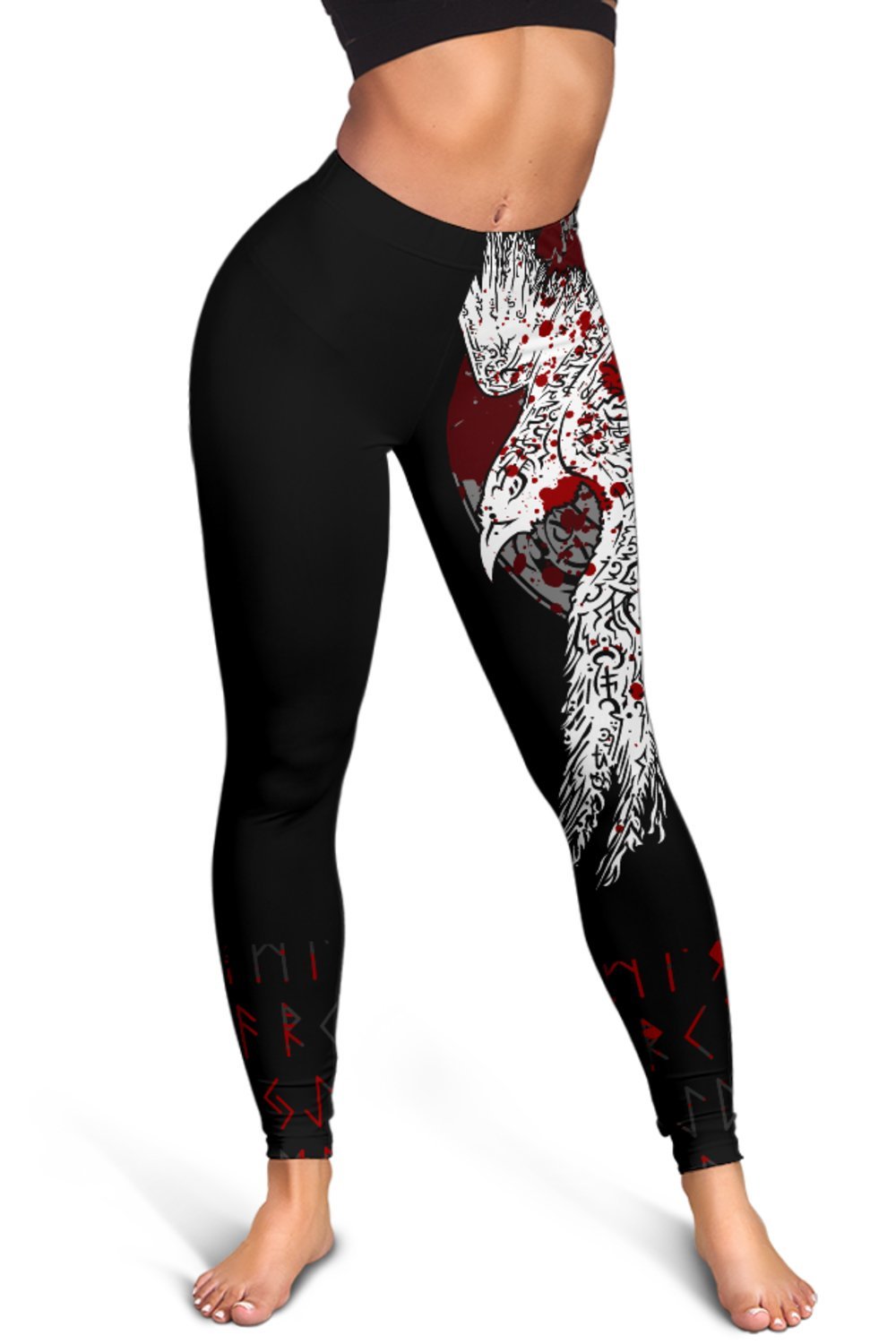 Custom Viking Leggings - Mystical Raven Tattoo Blood RLT12