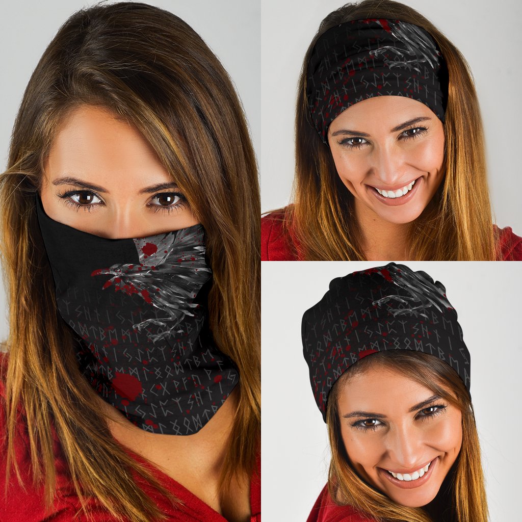 Viking Neck Gaiter - The Raven Of Odin Rune Blood RLT12