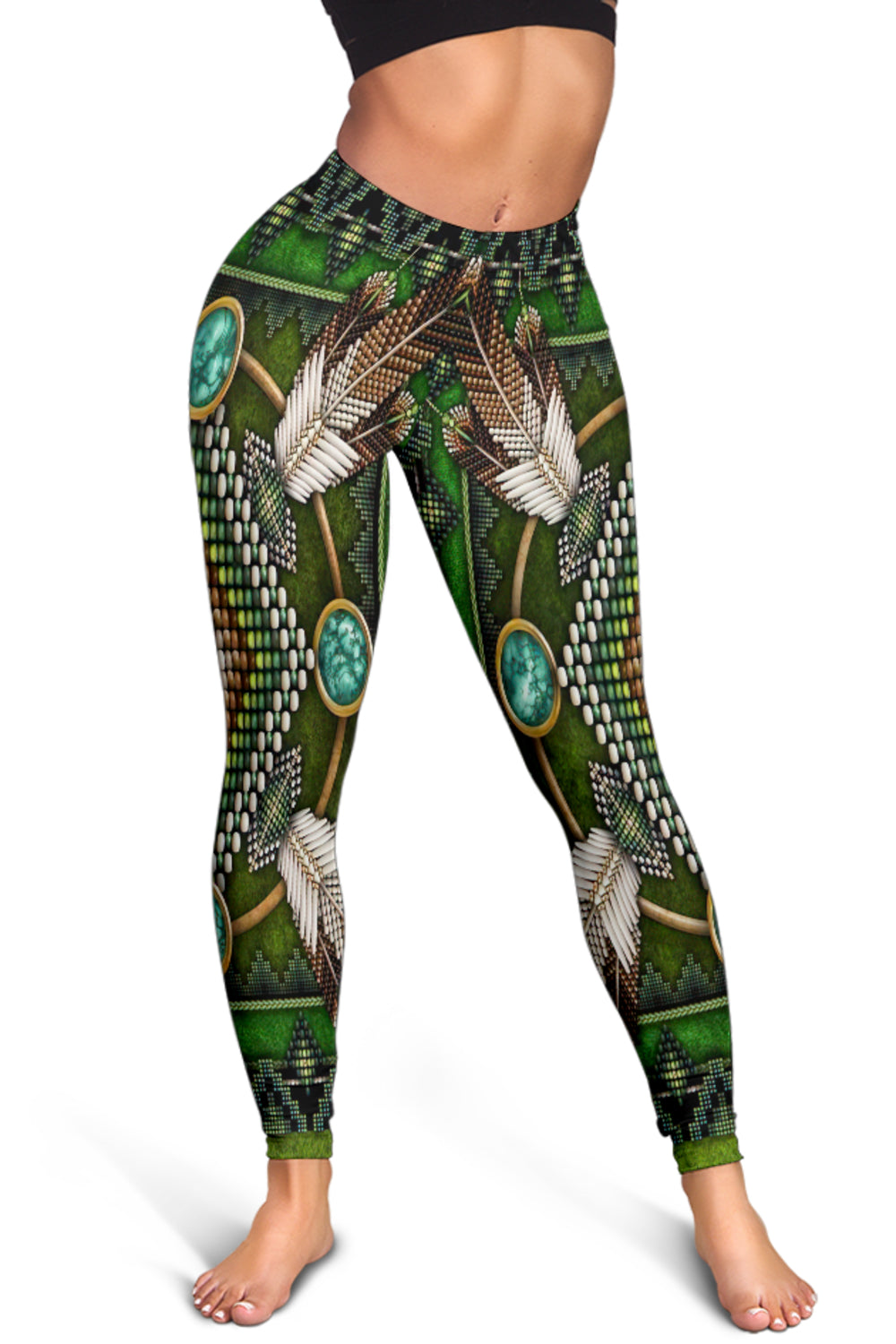 Naumaddic Arts Green Native American Leggings LT10