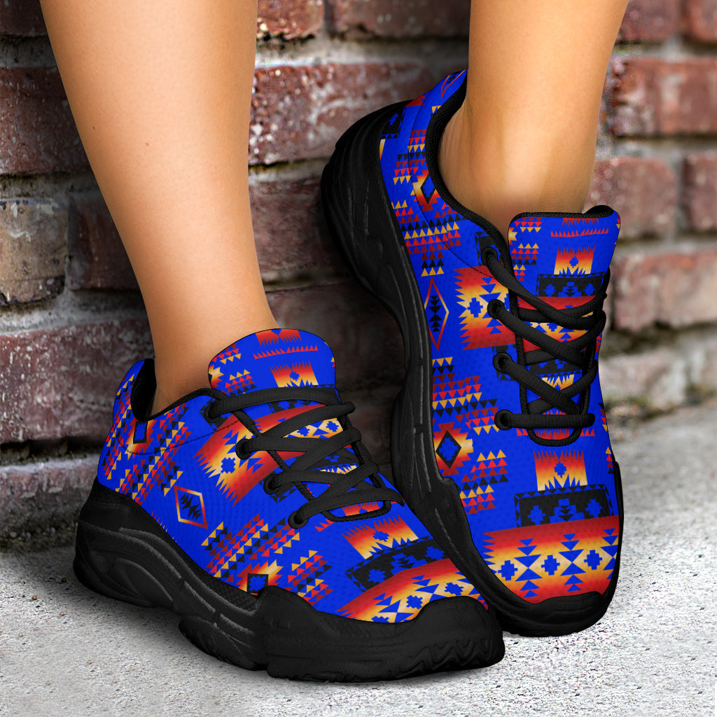 Dark Blue Native American Tribes Pattern Chunky Sneakers LT10