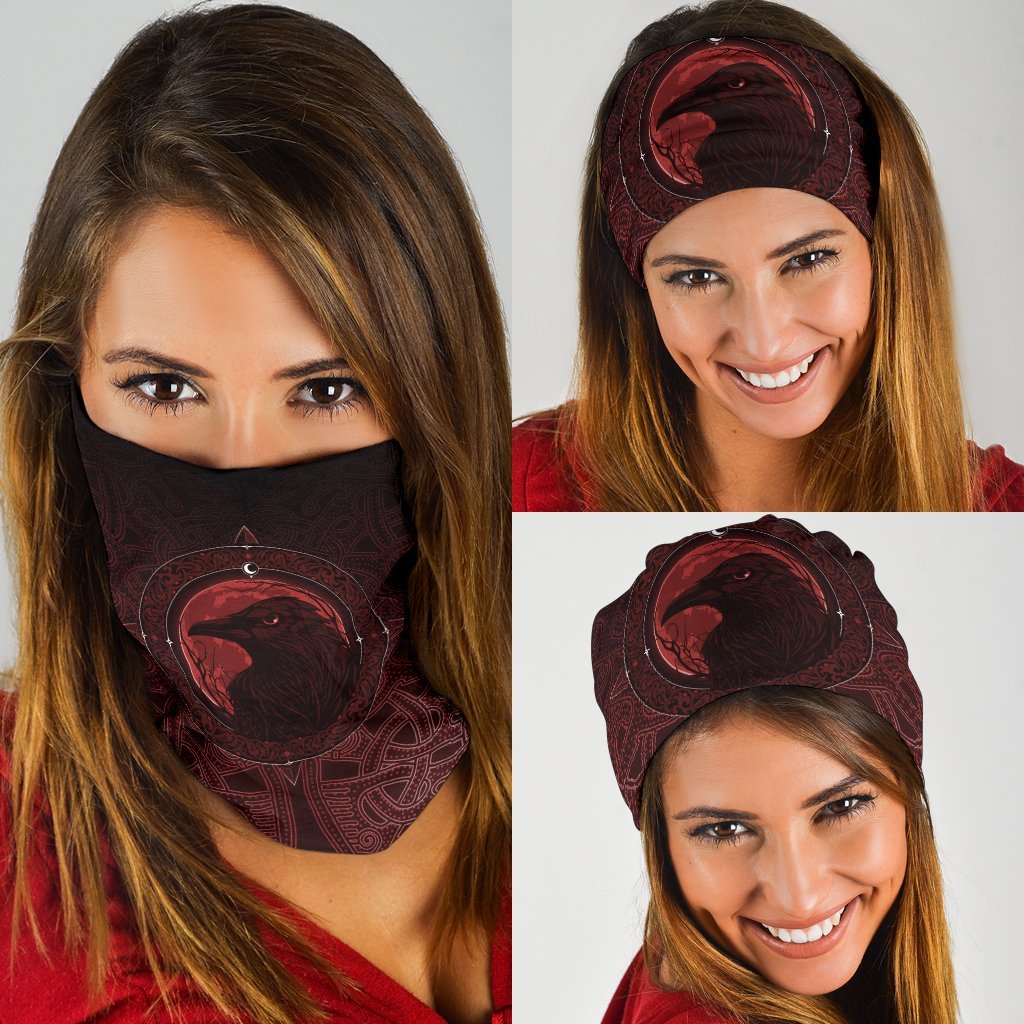 Viking Neck Gaiter 3 Pack, Ethnic Odin Raven Red RLT12