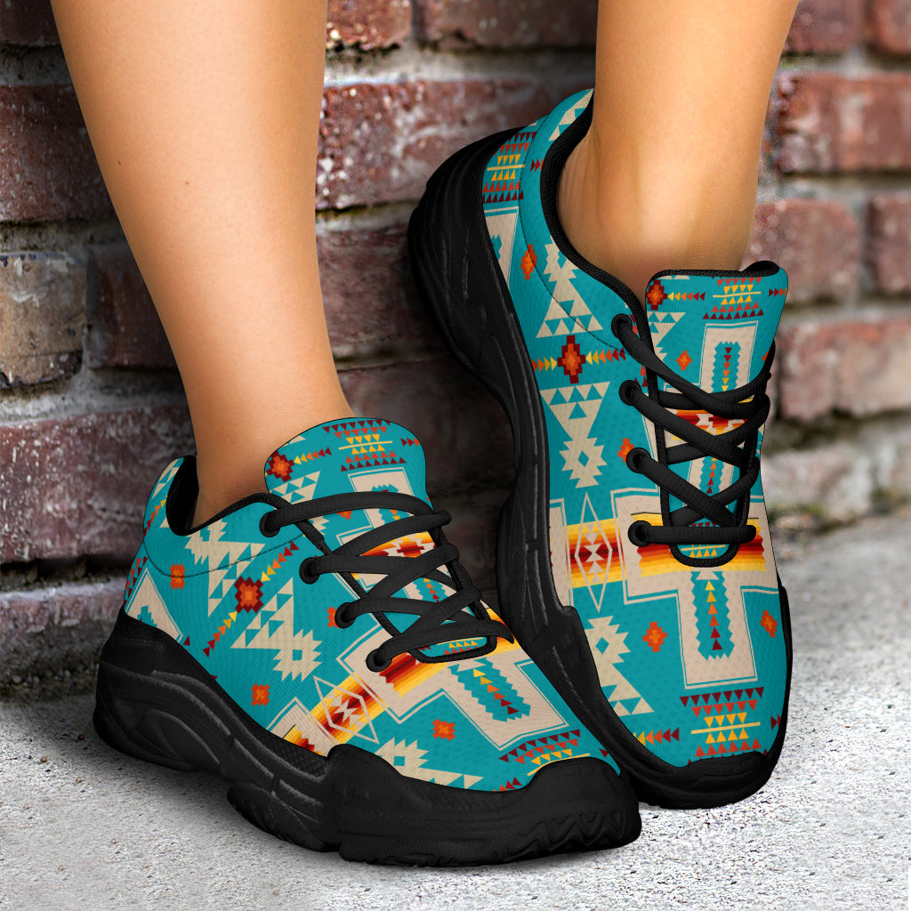 Turquoise Tribe Design Native American Chunky Sneakers LT10