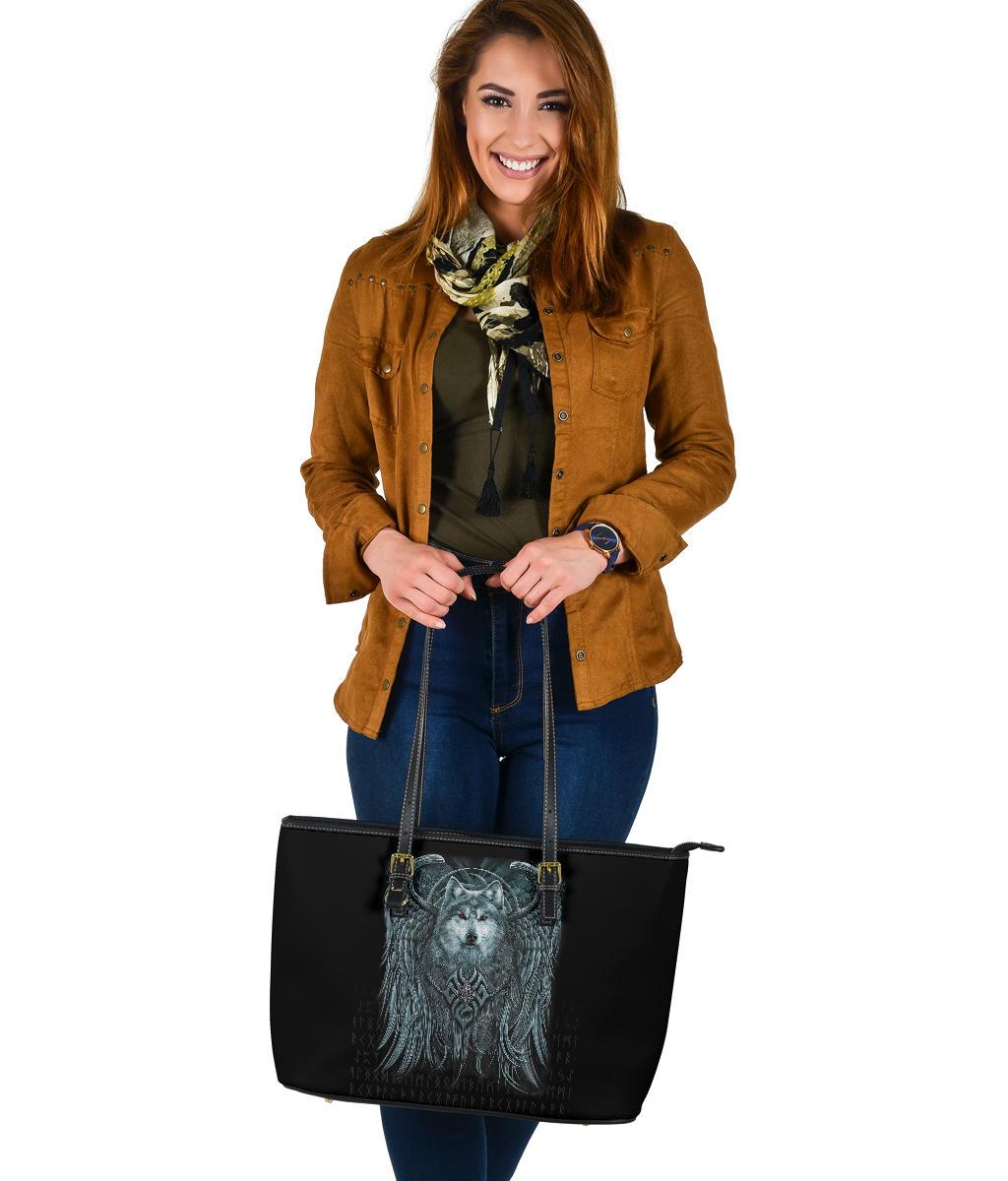 Viking Large Leather Tote, Spiral Wolf Spirit RLT12