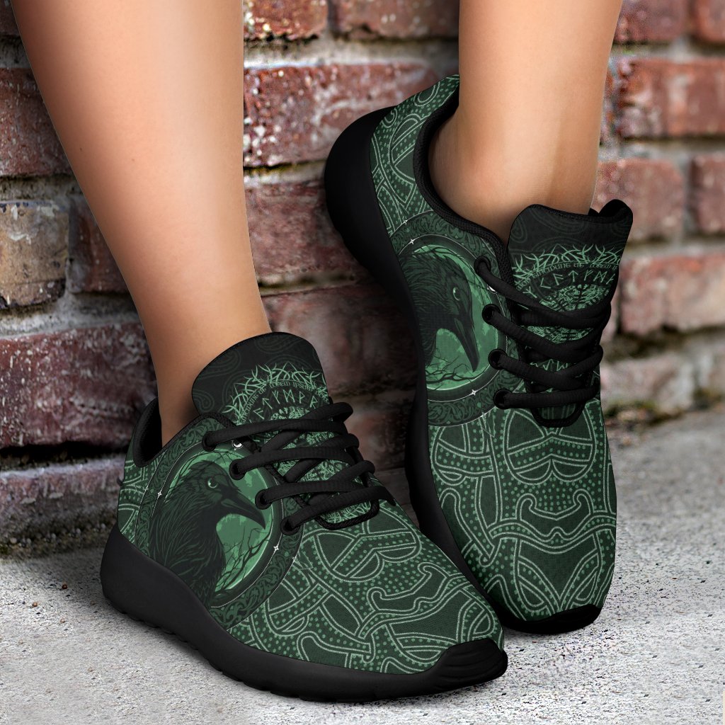 Viking Sporty Sneakers, Ethnic Odin Raven Green RLT12