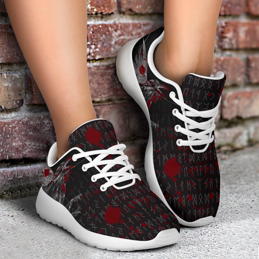 Viking Sporty Sneakers - Odin Huginn and Muninn Rune Blood RLT12