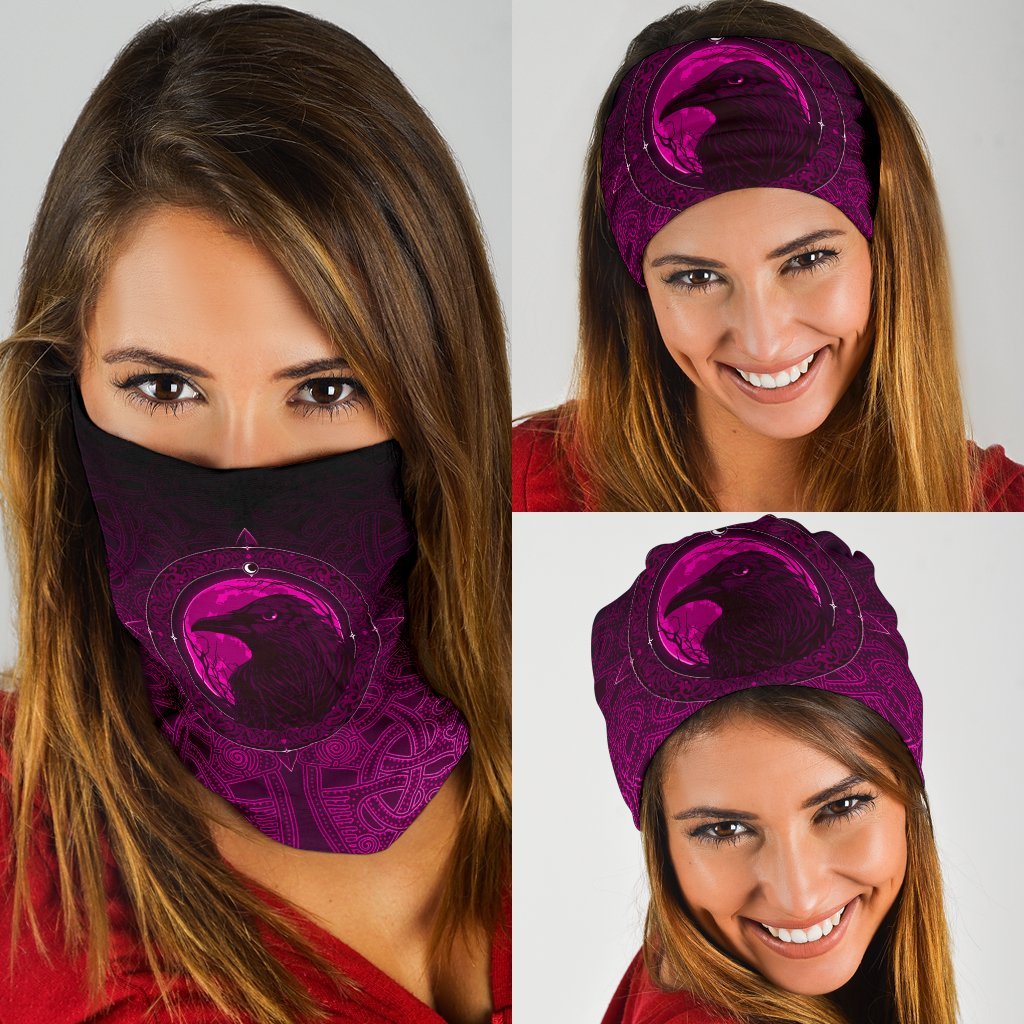 Viking Neck Gaiter 3 Pack, Ethnic Odin Raven Pink RLT12