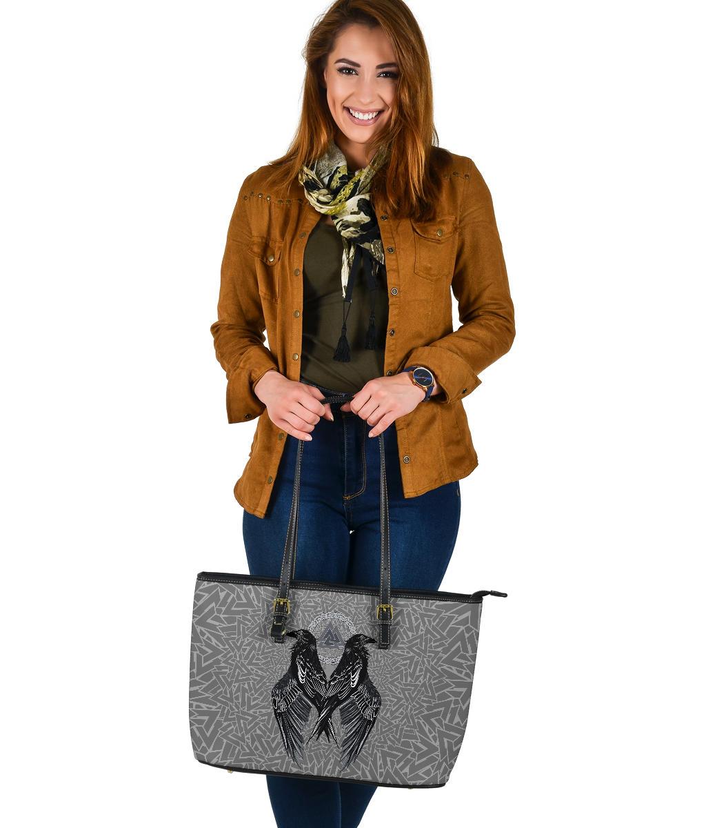 Viking Large Leather Tote Raven Valknut RLT12