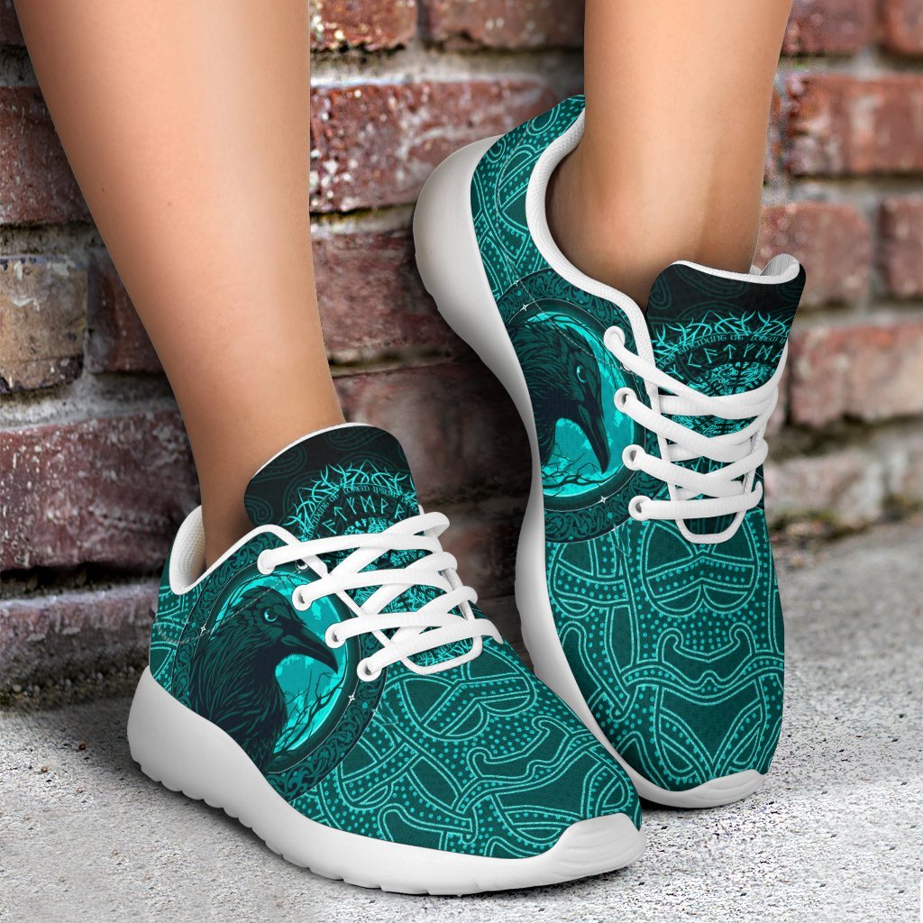 Viking Sporty Sneakers, Ethnic Odin Raven Cyan RLT12