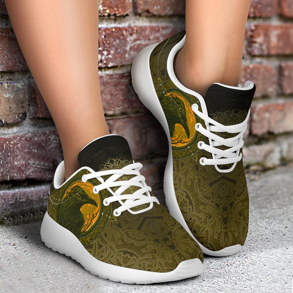 Viking Sporty Sneakers, Ethnic Odin Raven Gold RLT12
