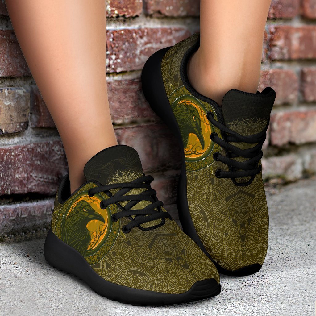 Viking Sporty Sneakers, Ethnic Odin Raven Gold RLT12