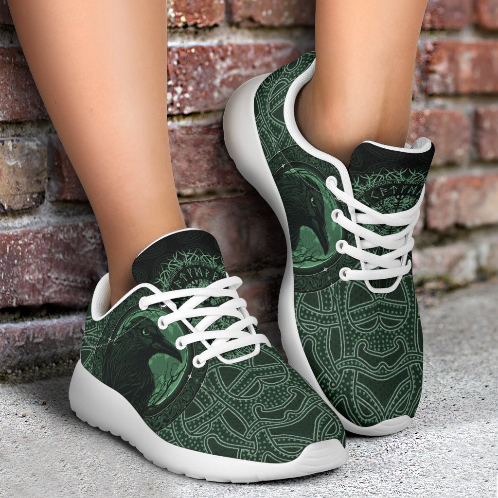 Viking Sporty Sneakers, Ethnic Odin Raven Green RLT12
