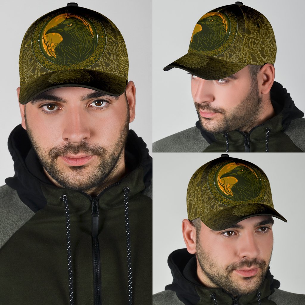 Viking Classic Cap, Ethnic Odin Raven Gold RLT12