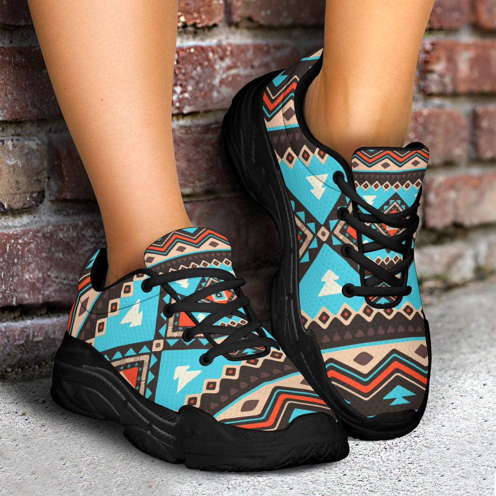 Native American Line Shapes Ethnic Pattern Chunky Sneakers LT10