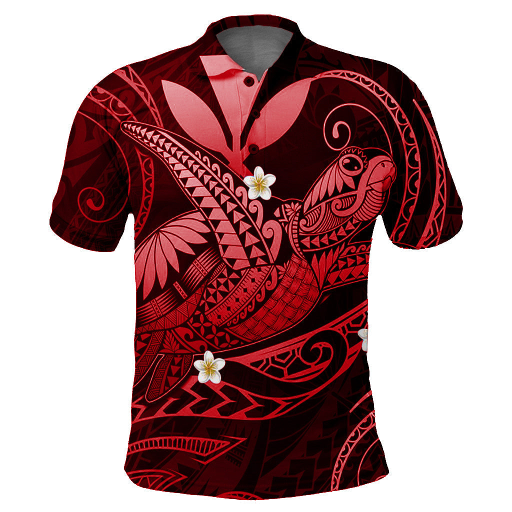 Hawaii Turtle Polynesian Polo Shirt Nane Style Red LT6